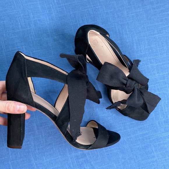 AD Daughters Black Velvet Sandals Block Heel in Womens Size 9.5 - Picture 2 of 6